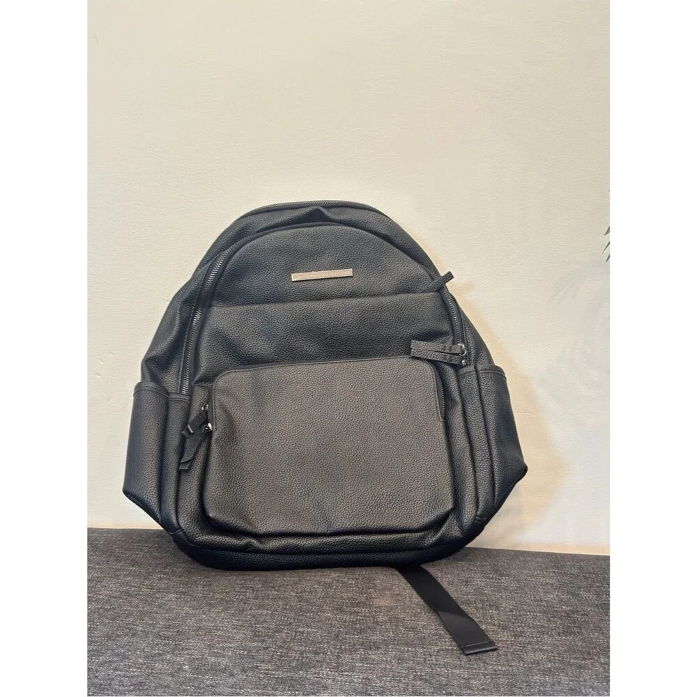 Black Men's Faux Leather Backpack
